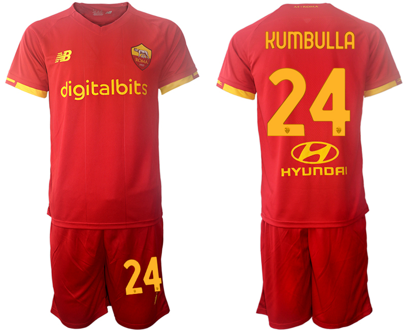 Men 2021-2022 Club AS Roma home red #24 Soccer Jersey->customized soccer jersey->Custom Jersey
